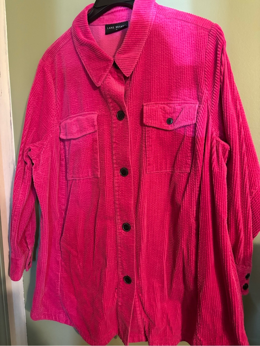 Lane Bryant Hot Pink Corduroy Utility Shacket